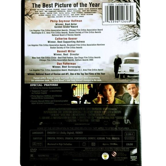 Capote DVD 2006 Philip Seymour Hoffman True Crime Drama Suspense Film Movie - Picture 4 of 8